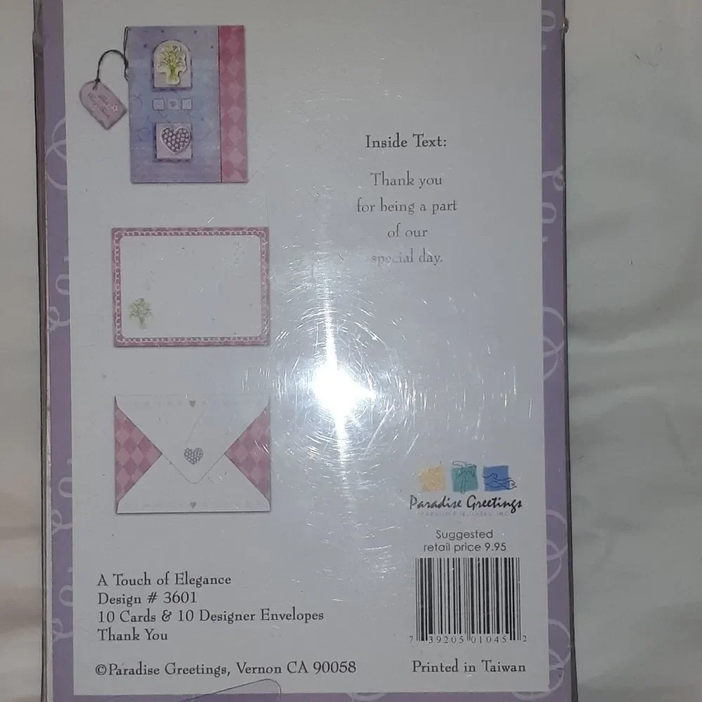 NEW Wedding Thank You Cards Box of 10 Holographic‎